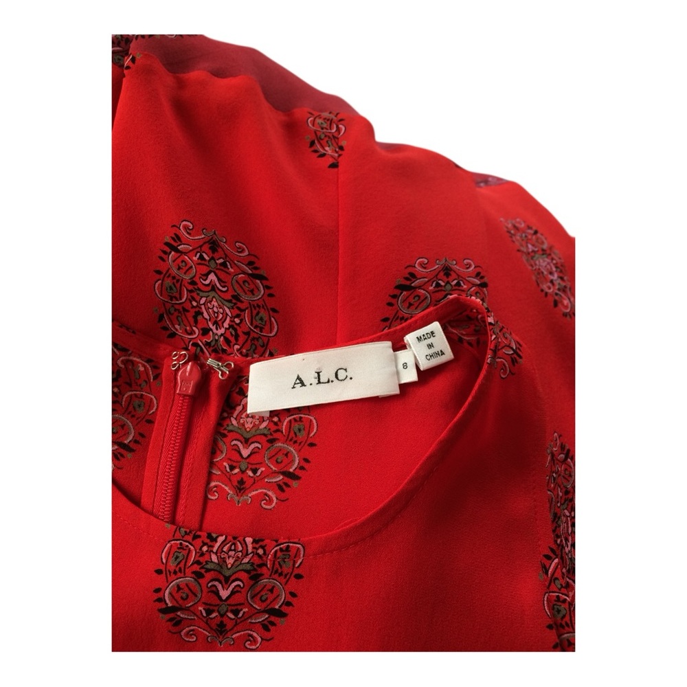 ALC Elisa Red 100% Silk Handkerchief Midi Dress Size 8 Original‎ Retail $695 - Picture 5 of 7
